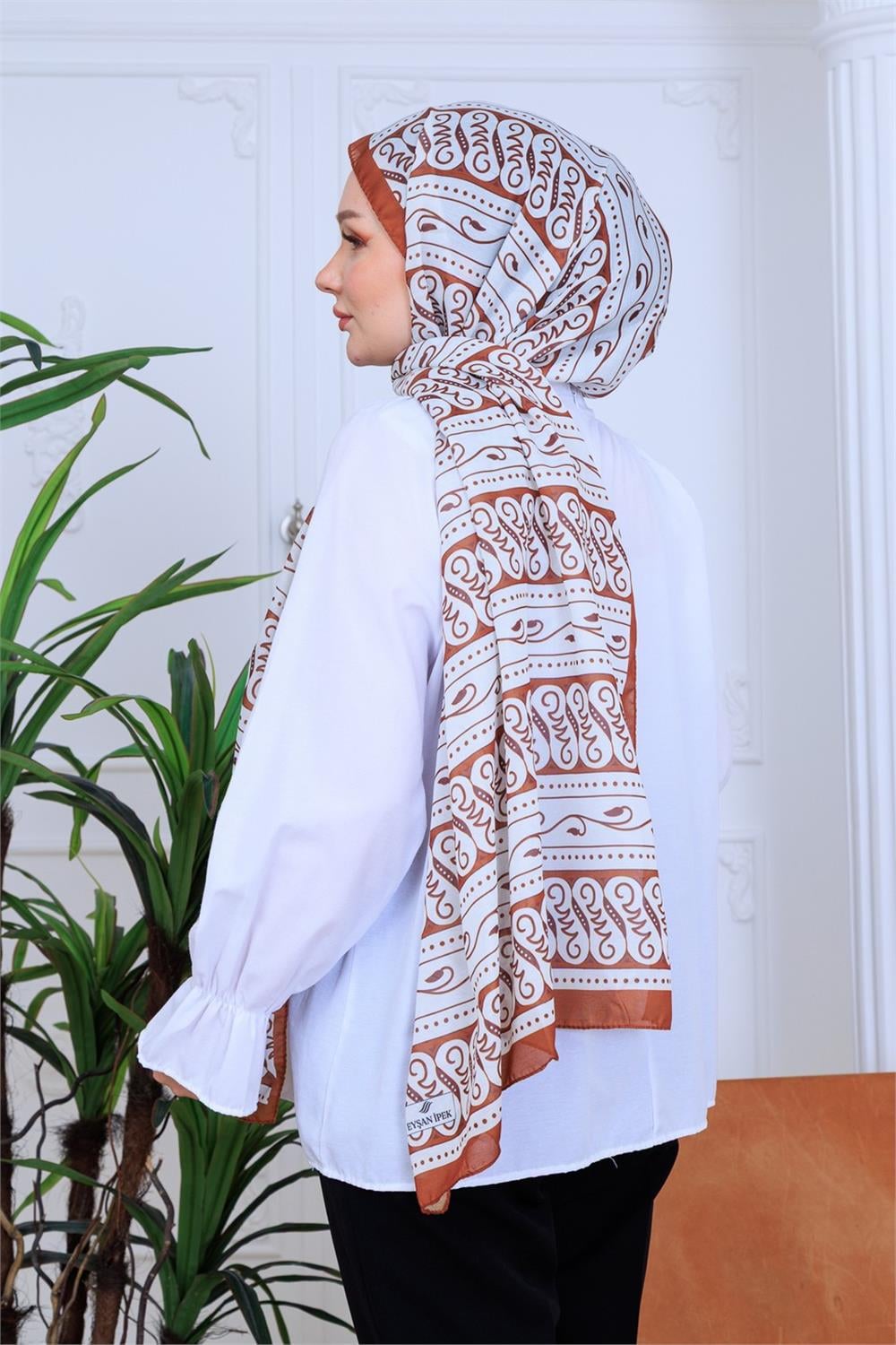 Tarçın Motif Premium Dijital Soft Şal