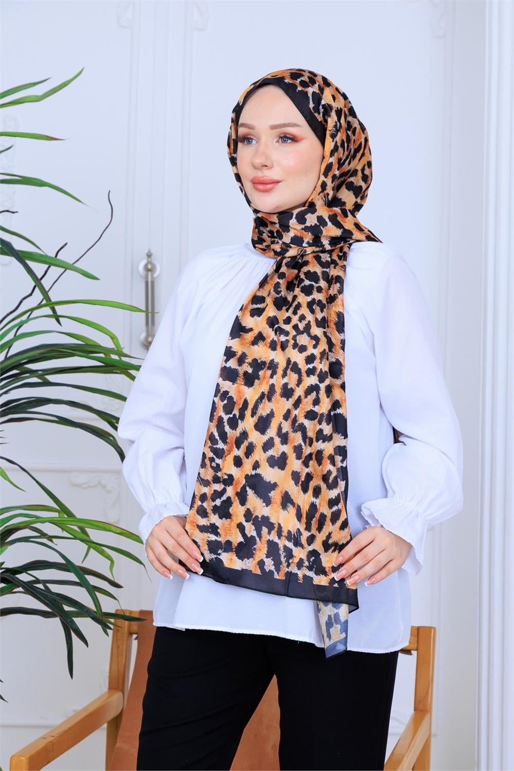 Leopar Esintisi Premium Dijital Soft Şal