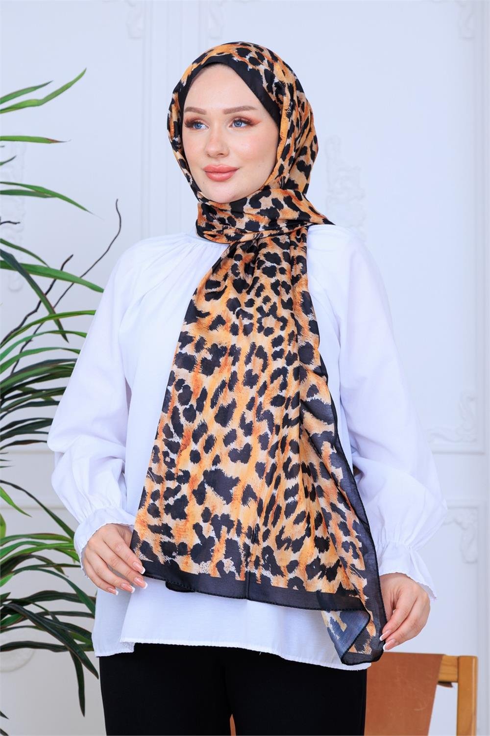 Leopar Esintisi Premium Dijital Soft Şal