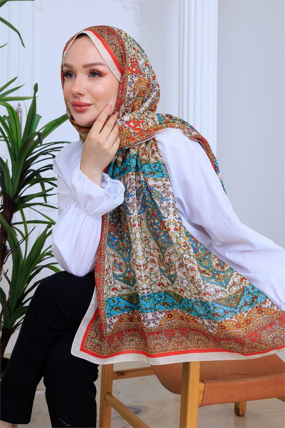 Osmanlı Bahçesi Premium Dijital Soft Şal
