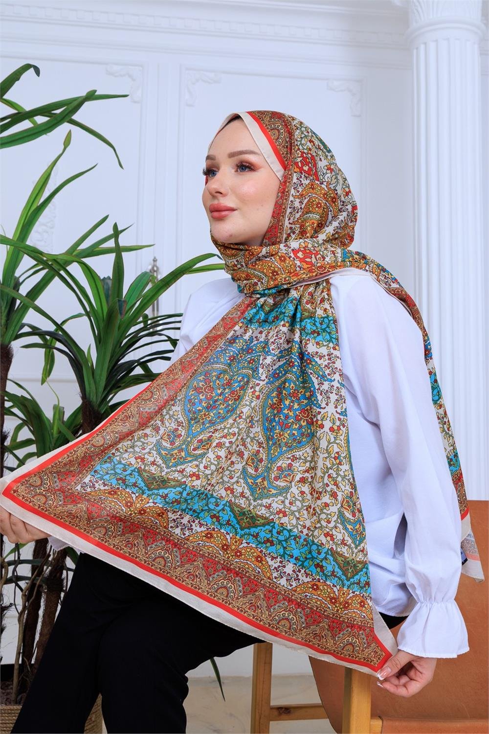 Osmanlı Bahçesi Premium Dijital Soft Şal