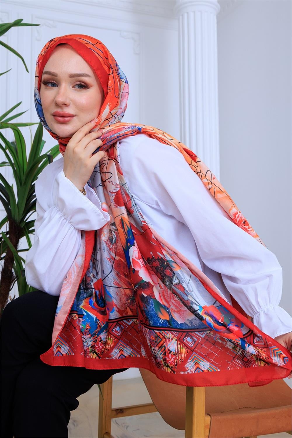 Kızıl Bahçe Premium Dijital Soft Şal