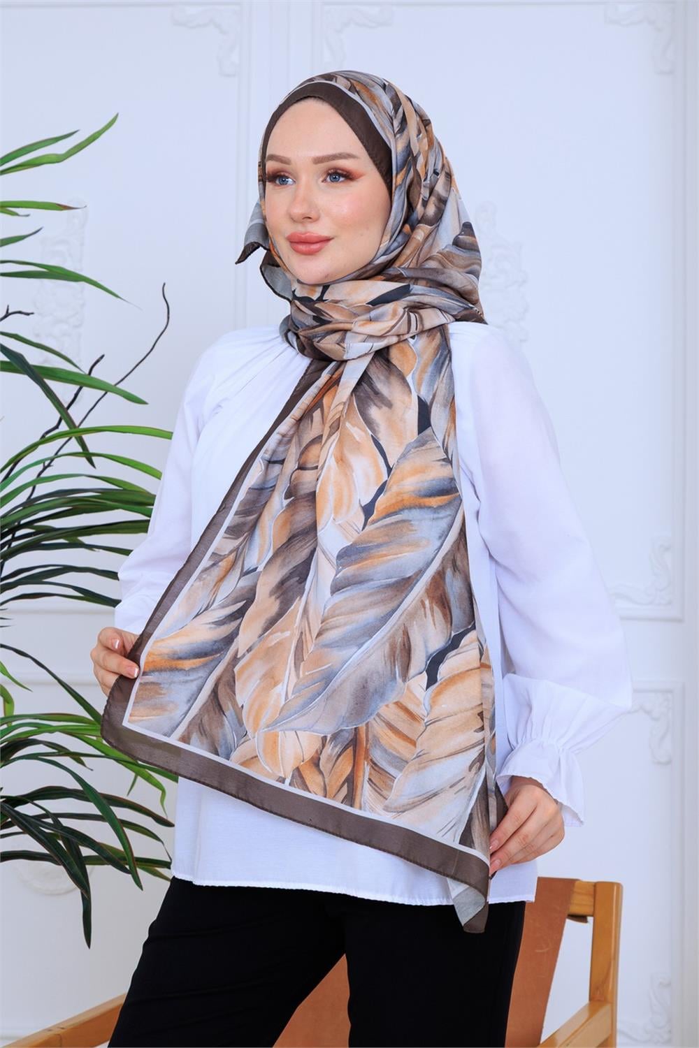 Toprak Yaprak Premium Dijital Soft Şal