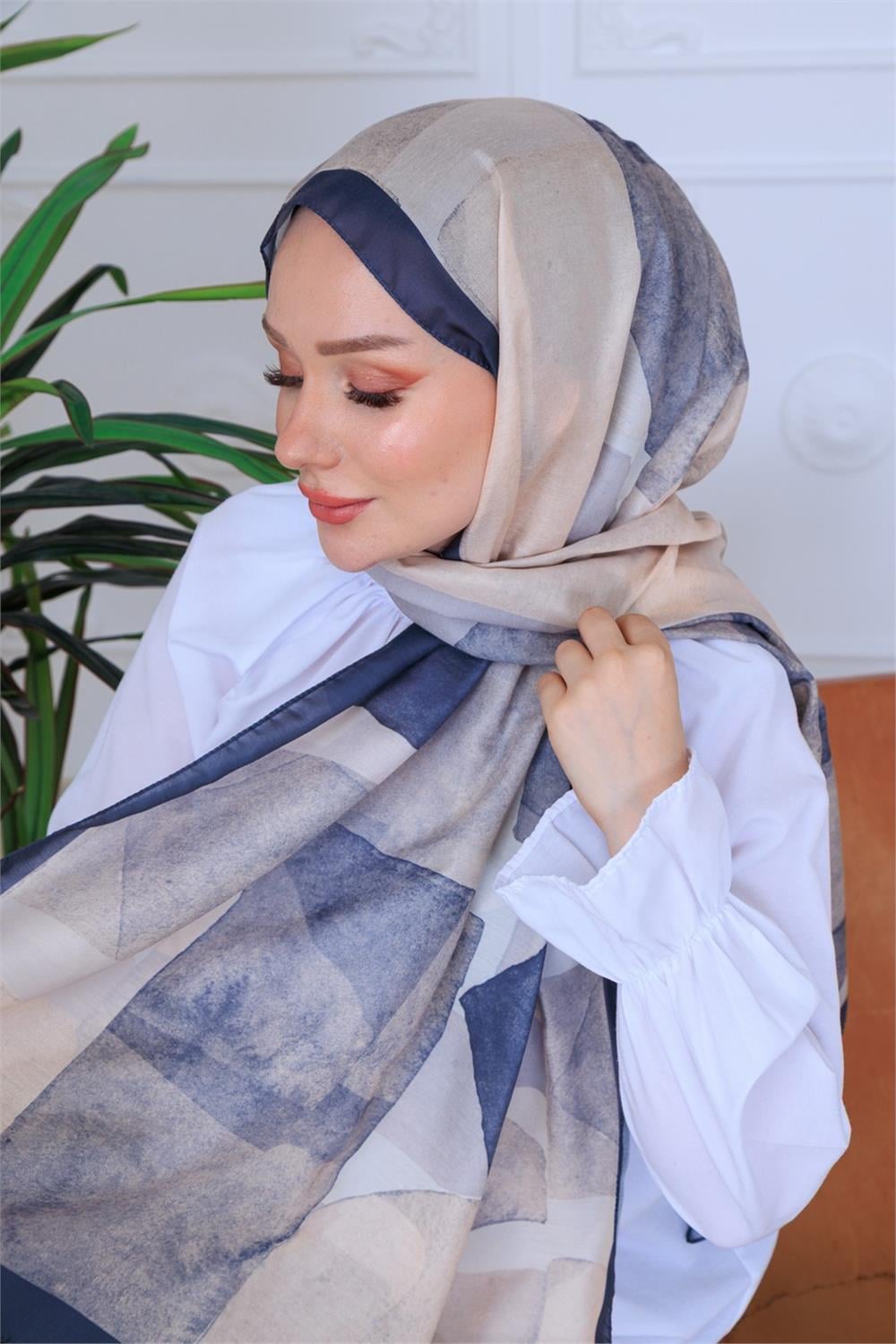 Gri Kum Premium Dijital Soft Şal