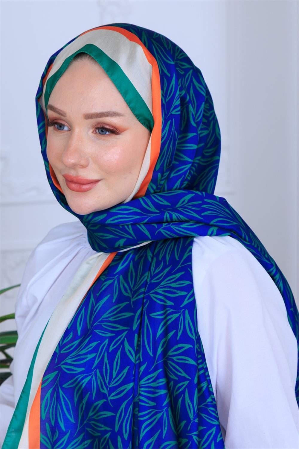 Safir Yaprak Premium Dijital Soft Şal