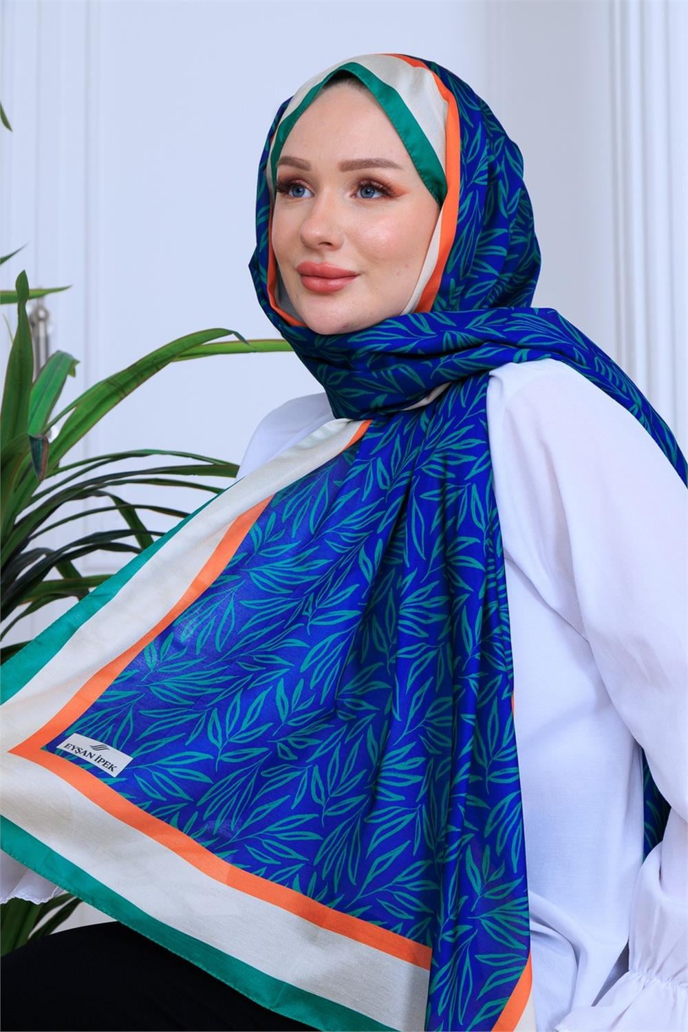 Safir Yaprak Premium Dijital Soft Şal