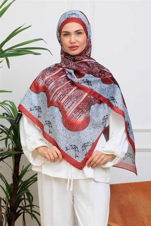 Bordo Bohem Premium Dijital Soft Şal