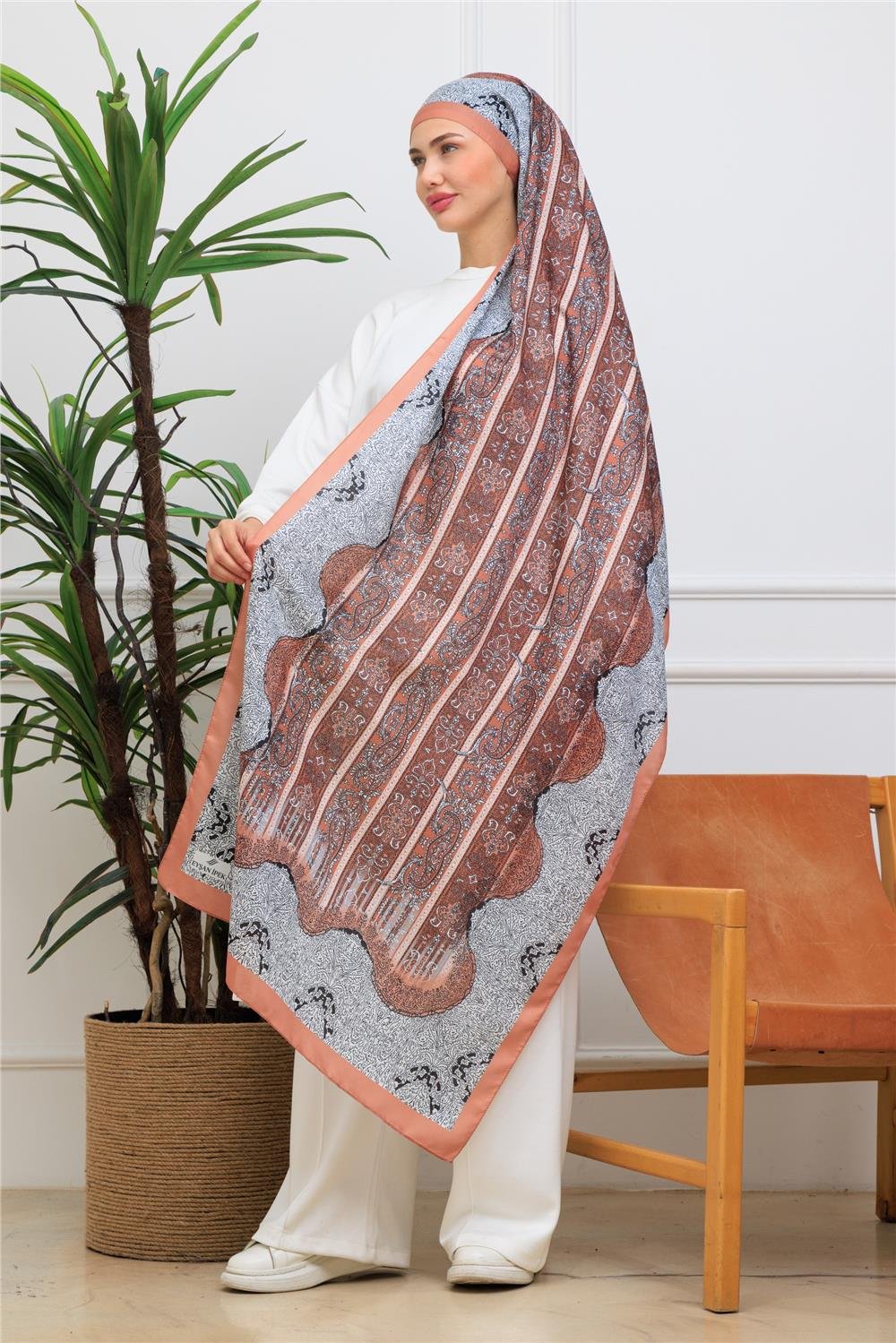 Tarçın Paisley Premium Dijital Soft Şal