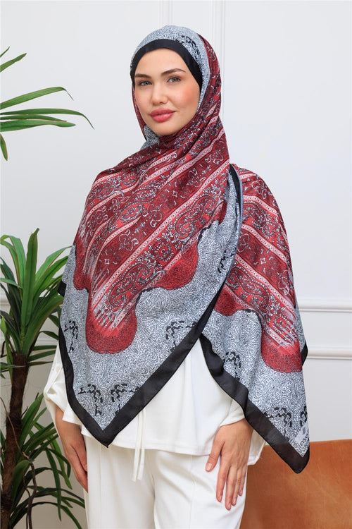 Bordo Paisley Premium Dijital Soft Şal
