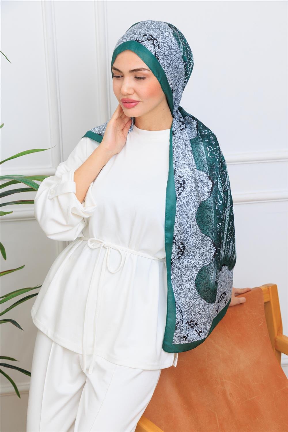 Zümrüt Paisley Premium Dijital Soft Şal