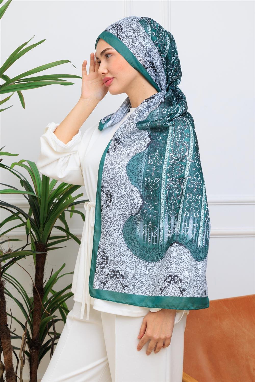 Zümrüt Paisley Premium Dijital Soft Şal