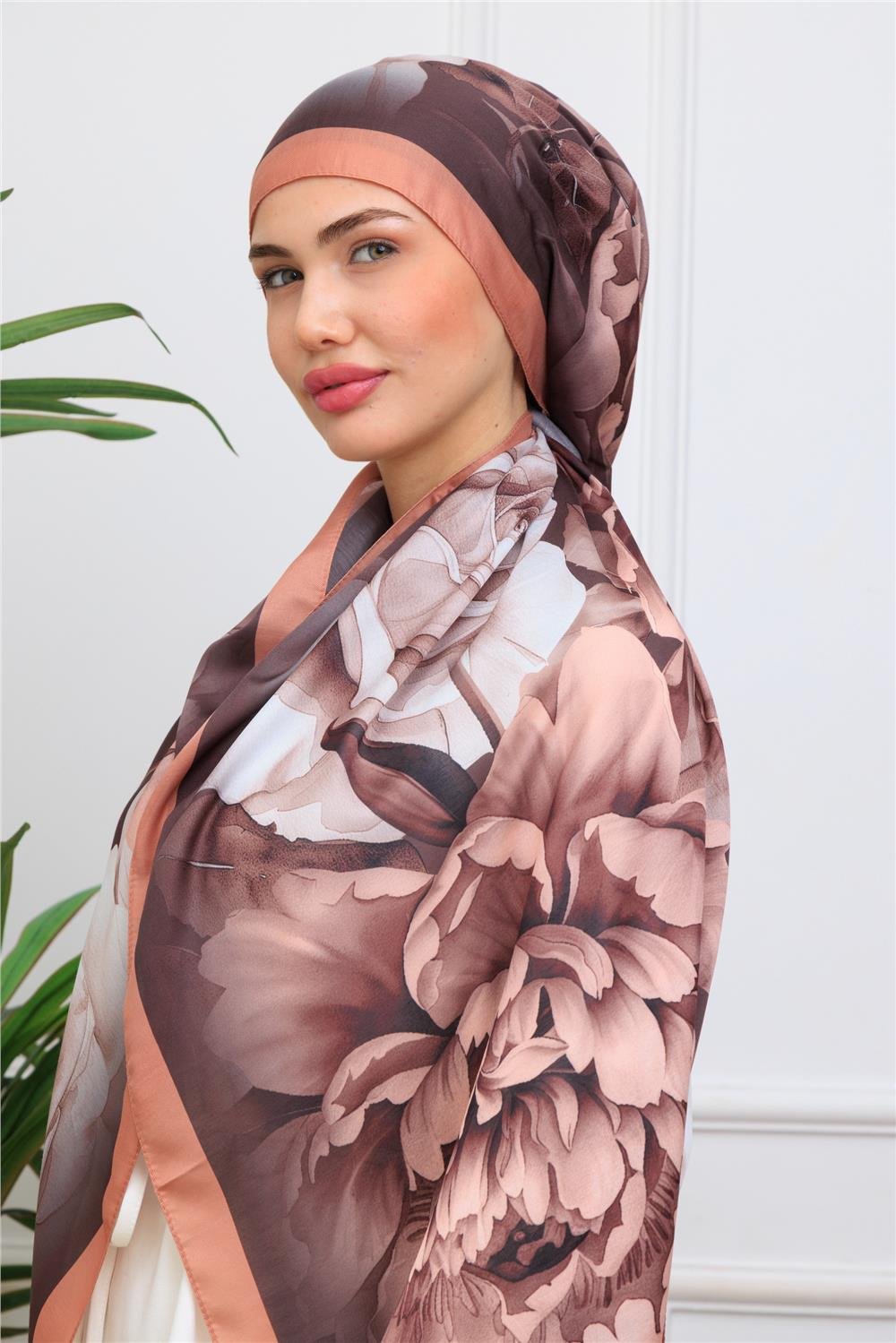 Gül Kurusu Bahçesi Premium Dijital Soft Şal