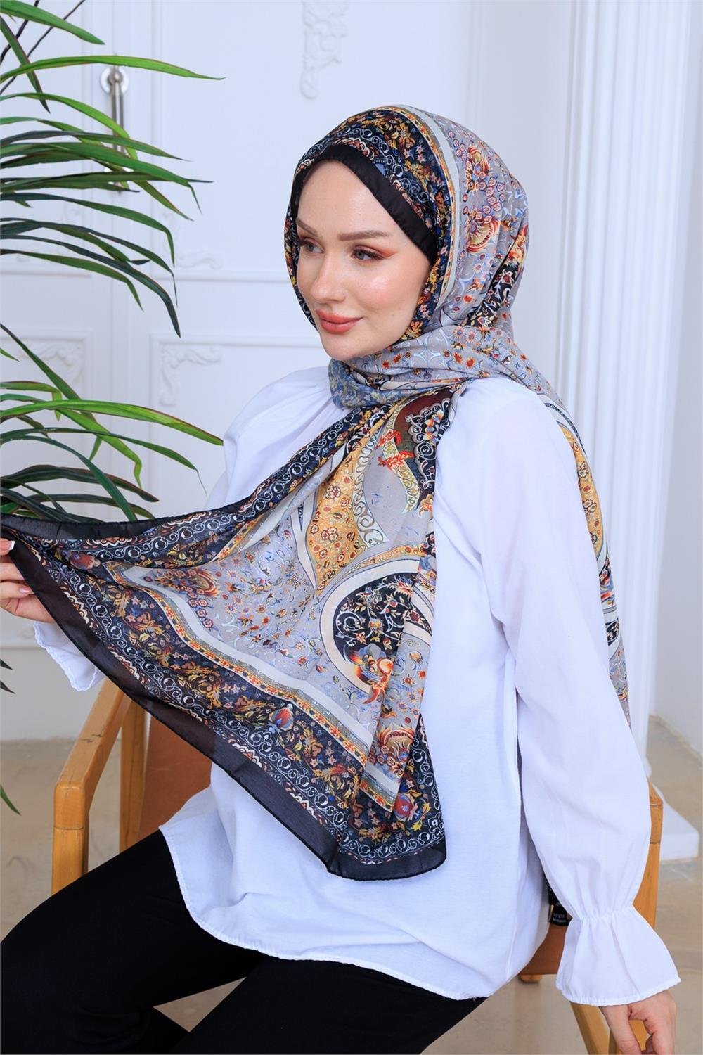 Saray Deseni Premium Dijital Soft Şal