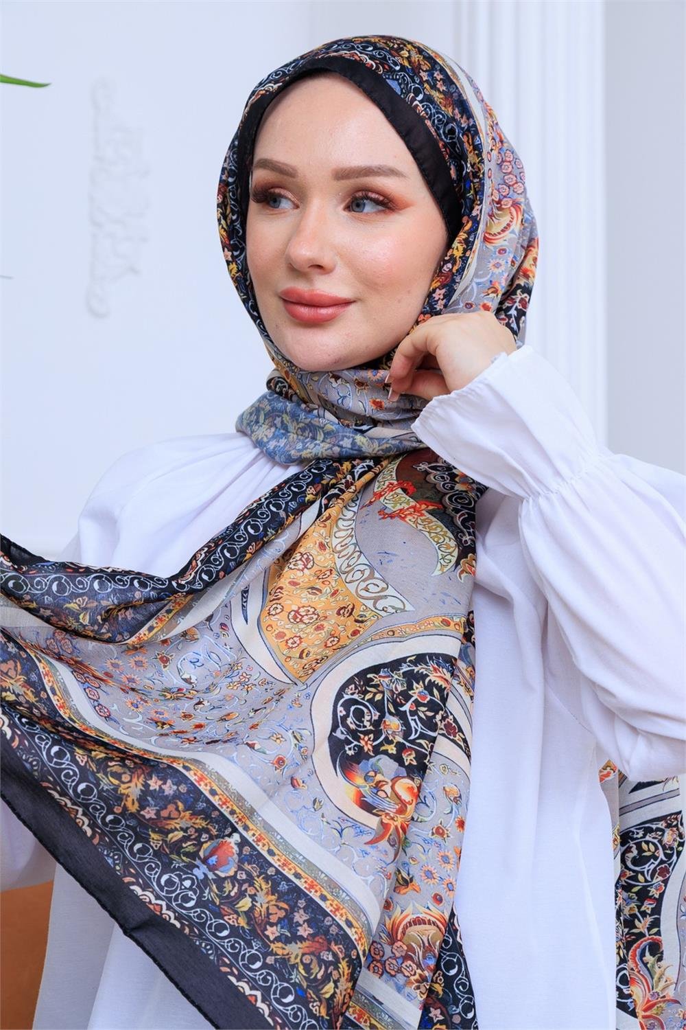 Saray Deseni Premium Dijital Soft Şal