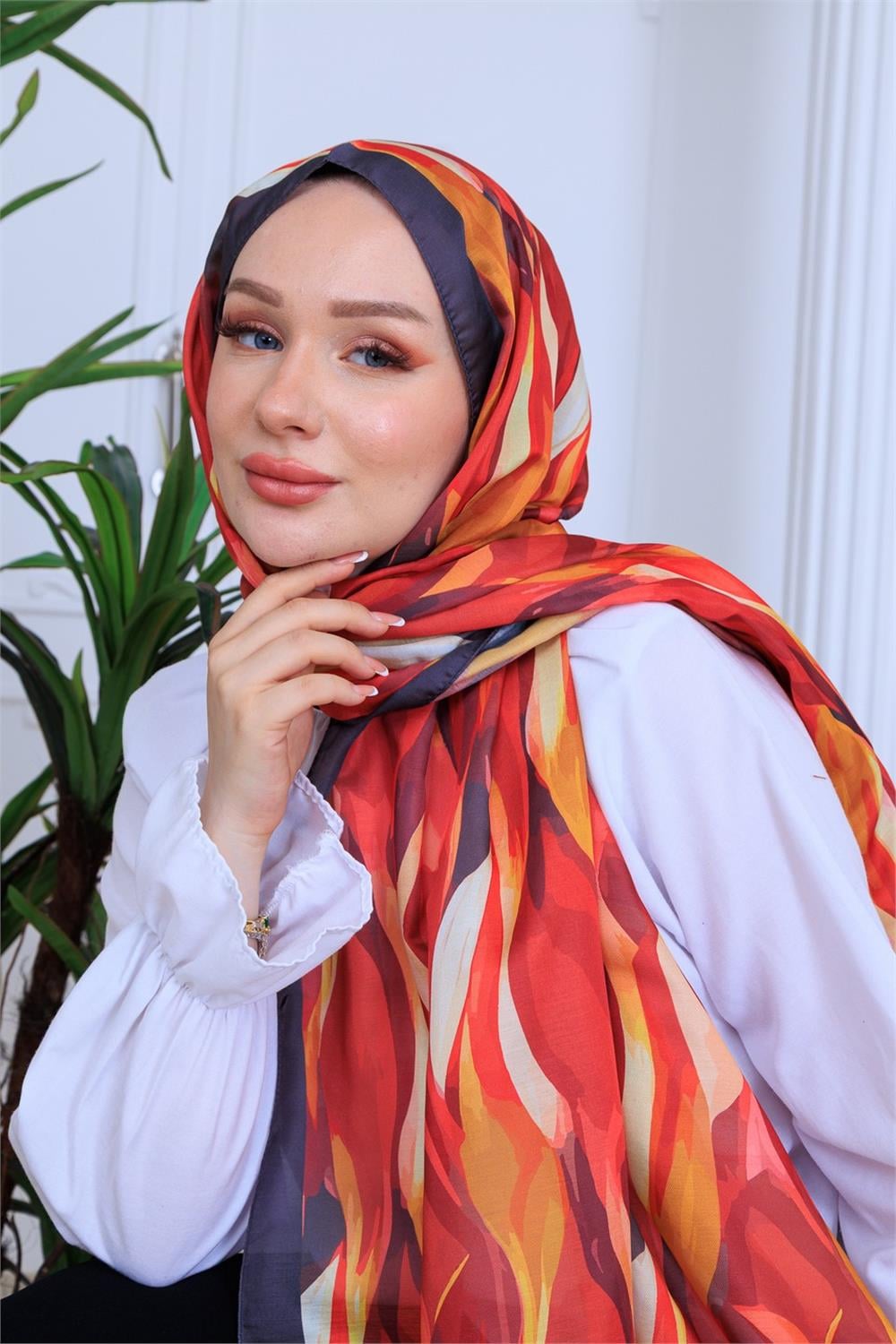 Gün Batımı Desen Premium Dijital Soft Şal