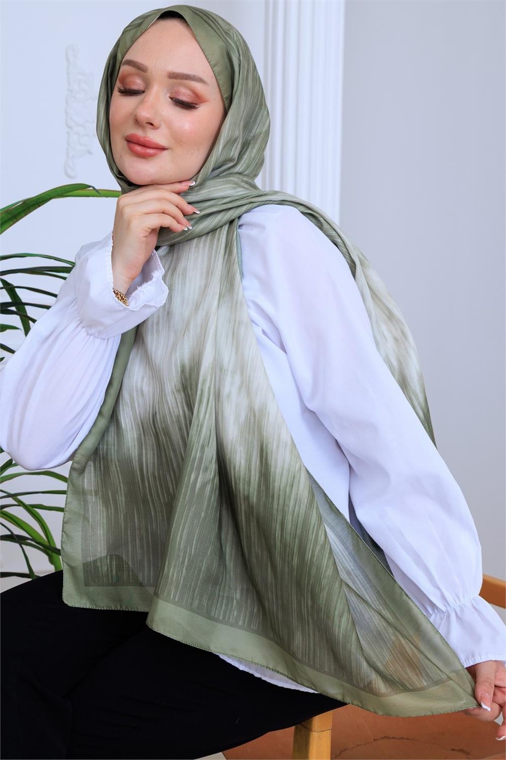 Haki Esinti Premium Dijital Soft Şal