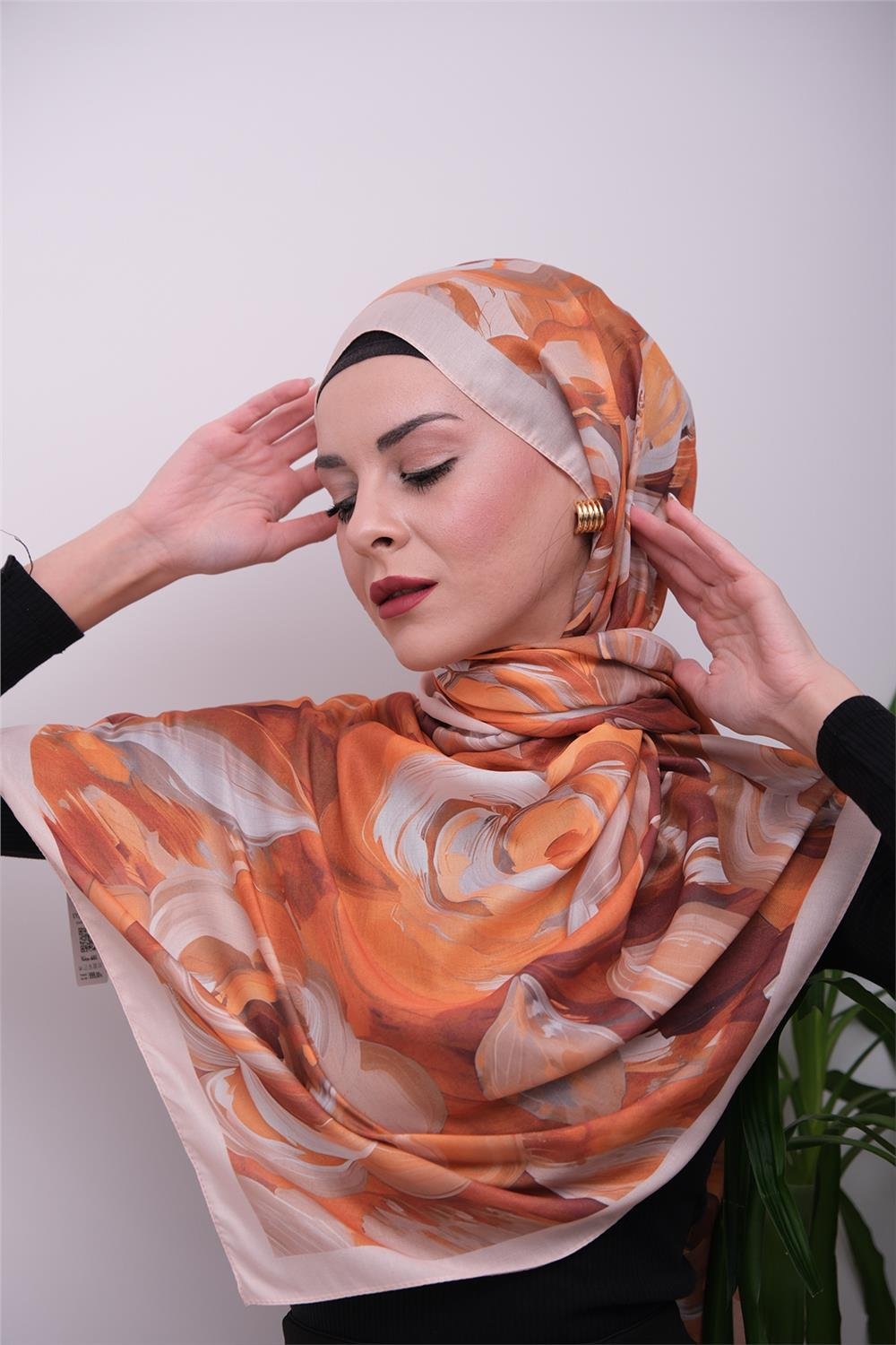 Floral Akrilik Desenli Premium Dijital Soft Şal