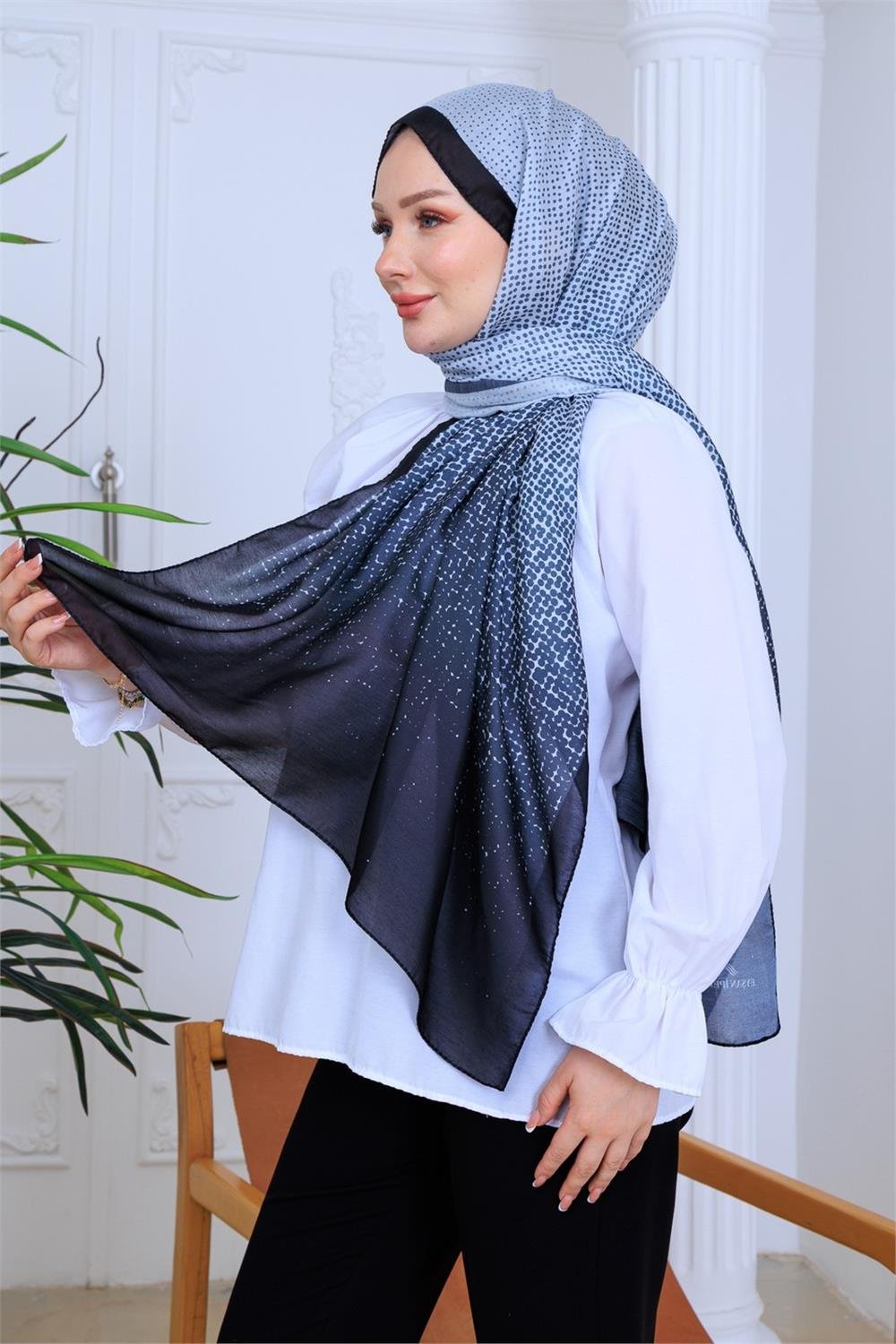 Ritmik Desenli Premium Dijital Soft Şal